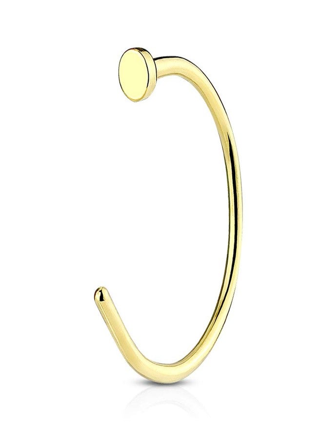 FIFTH CUE 18G Gold Flat Disc Nose Hoop 316L Surgical Steel Ring - Image 1